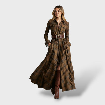 Dames Blousejurk Geruit met Lange Mouwen