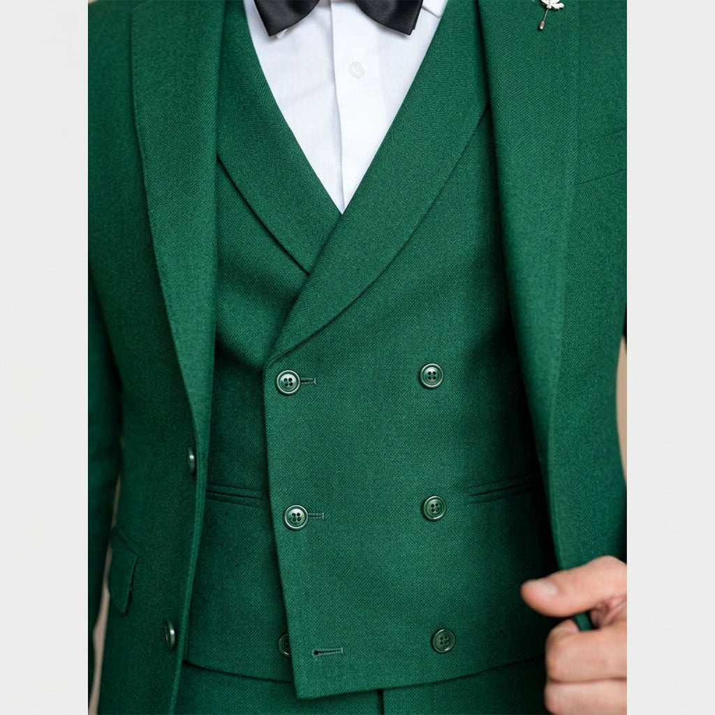 Heren Driedelig Pak Blazer met Gilet - Getailleerde Fit