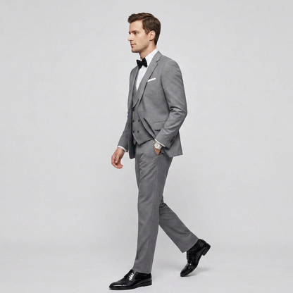 Heren Driedelig Pak Blazer met Gilet - Getailleerde Fit