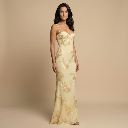 Gala Jurk Zeemeermodel met Corset en 3D Bloemenapplicaties op Tule