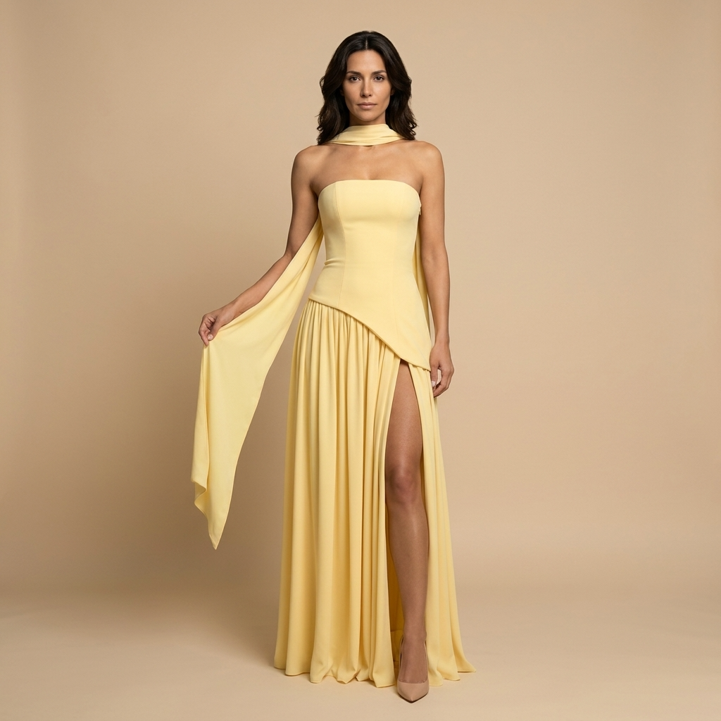 Dames Galajurk Maxi met Bustier en Hoge Split