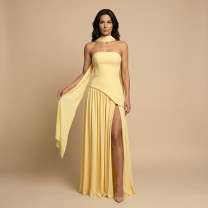 Dames Galajurk Maxi met Bustier en Hoge Split