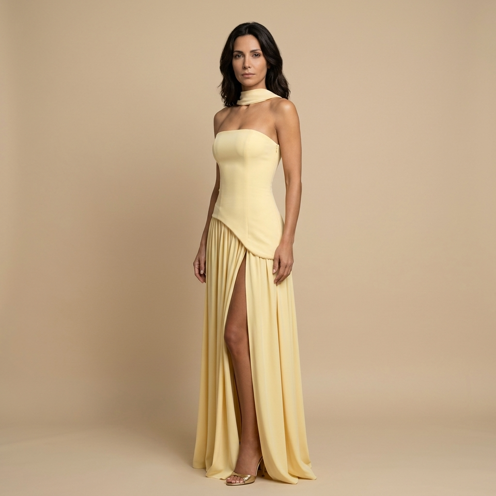 Dames Galajurk Maxi met Bustier en Hoge Split
