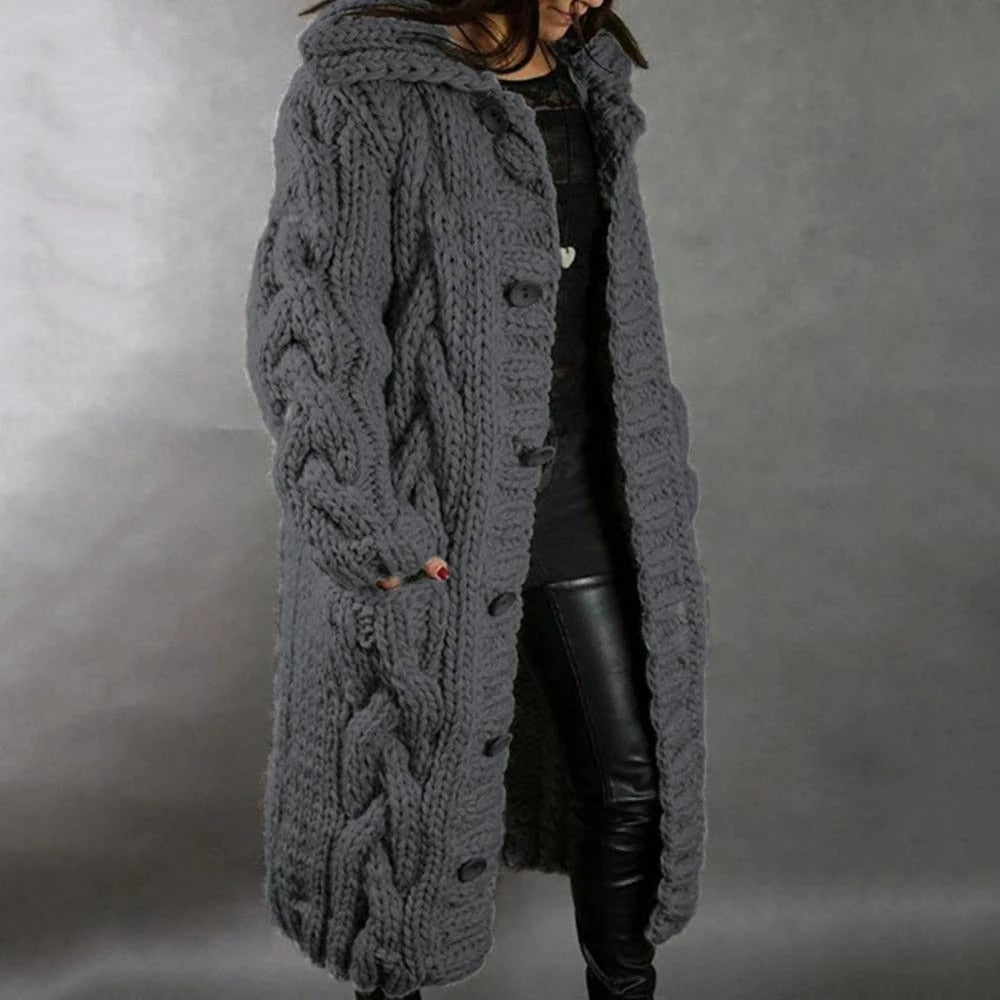 Dames Oversized Gebreide Cardigan – Casual, Met Knopen, Geschikt voor Herfst en Winter