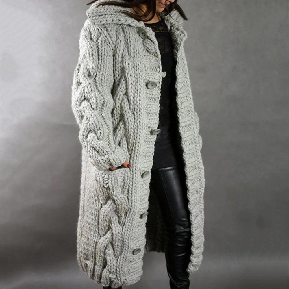 Dames Oversized Gebreide Cardigan – Casual, Met Knopen, Geschikt voor Herfst en Winter