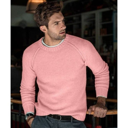 Gebreide Crew Neck Trui met Lange Mouwen voor Heren - Roze