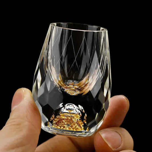 gold flake faceted whisky glasses