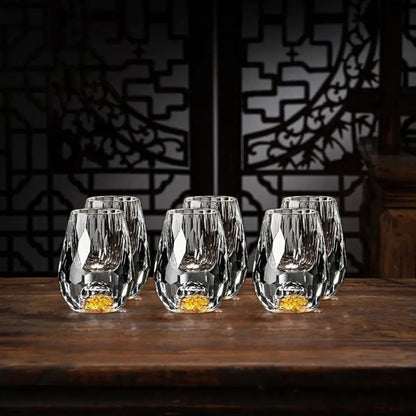 gold flake faceted whisky glasses