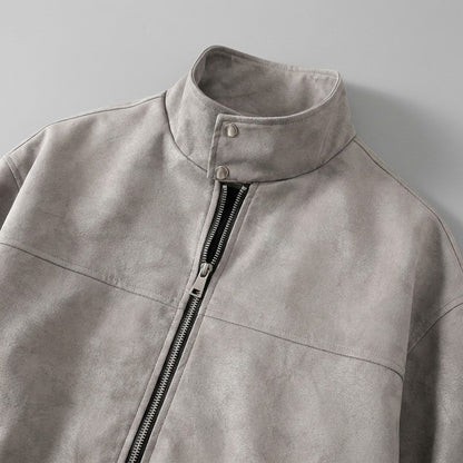 Orta Faux-Suede Jacket — Gray, studio detail