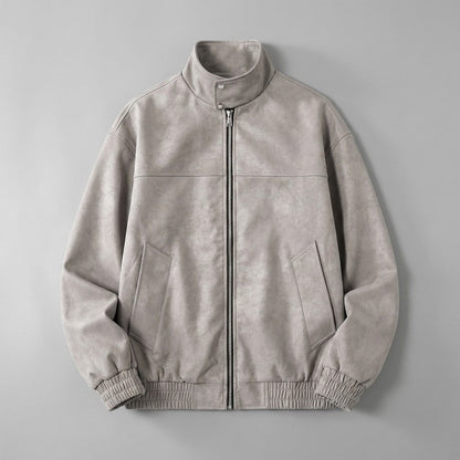 Orta Faux-Suede Jacket — Gray, front flat lay