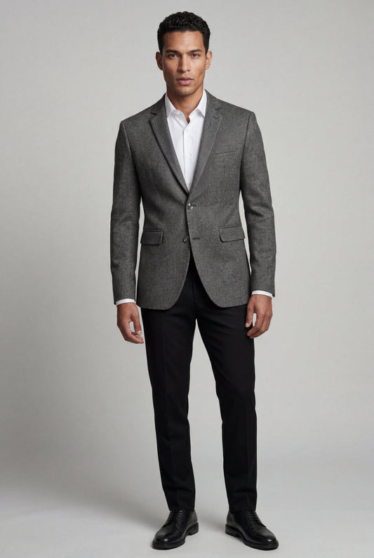 Gray Slim Tailored Single-breasted Formal Blazer - Formal blazers - Photo 1