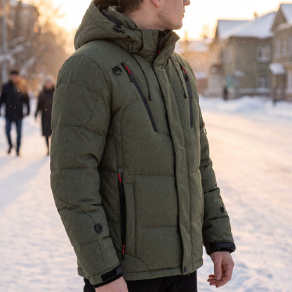 Men's Winter Down Jacket Goose Filled Water Repellent Windproof Coat, product photo 3