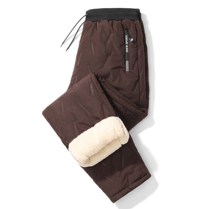Unisex Thermal Joggers Lamb Fleece Lined Windproof Zip Pocket Pants, product photo 9