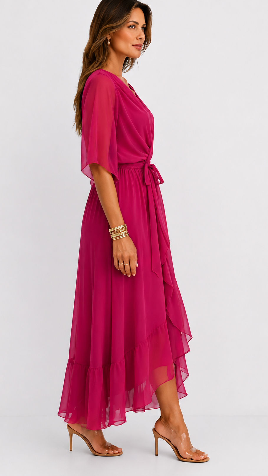 Dames Galajurk Chiffon met Portefeuille-Silhouet