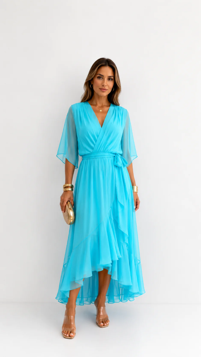 Dames Galajurk Chiffon met Portefeuille-Silhouet