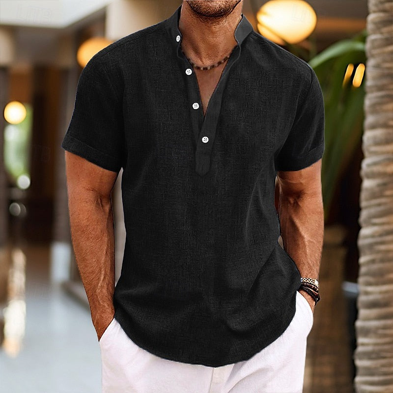 Heren Slim Fit Shirt – Casual voor Dagelijks Gebruik, Met Knopen en Korte Mouwen