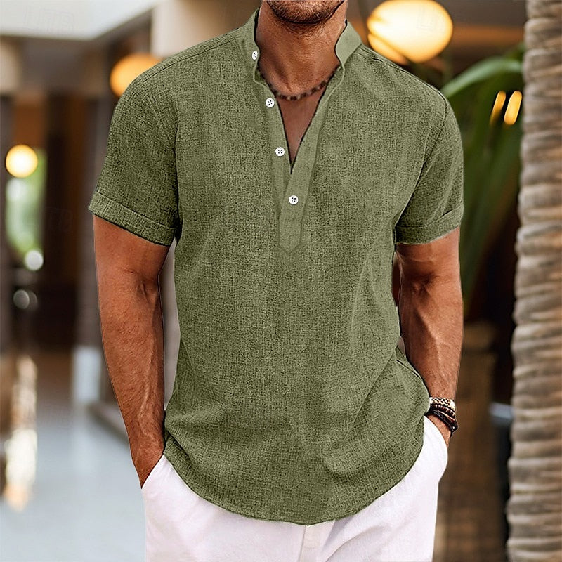 Heren Slim Fit Shirt – Casual voor Dagelijks Gebruik, Met Knopen en Korte Mouwen