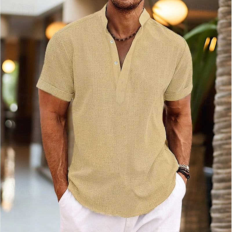 Heren Slim Fit Shirt – Casual voor Dagelijks Gebruik, Met Knopen en Korte Mouwen