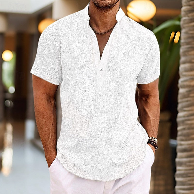 Heren Slim Fit Shirt – Casual voor Dagelijks Gebruik, Met Knopen en Korte Mouwen