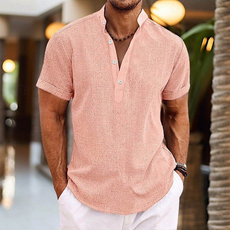 Heren Slim Fit Shirt – Casual voor Dagelijks Gebruik, Met Knopen en Korte Mouwen
