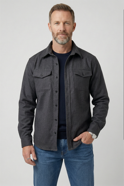 heren overshirt jas met borstzakken in donkergrijs