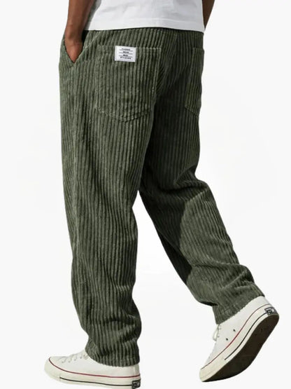 Heren Ribbroek met Elastische Tailleband en Steekzakken Groen