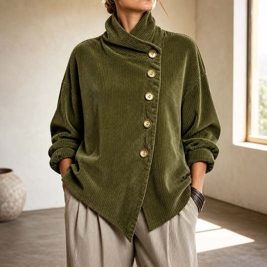 Dames Jack met Asymmetrische Knopen en Ribstructuur