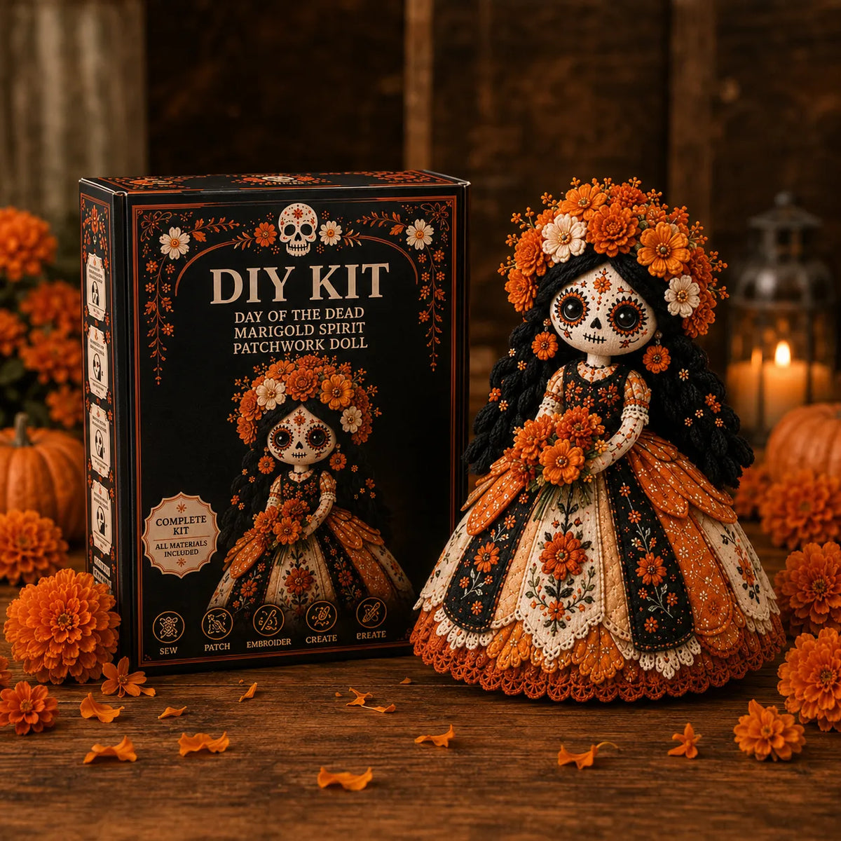Day of the Dead Patchwork Pop Naaipakket - DIY Knutselset voor Beginners