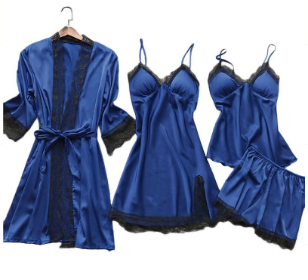 Dames Satijnen Pyjama Set met Kant