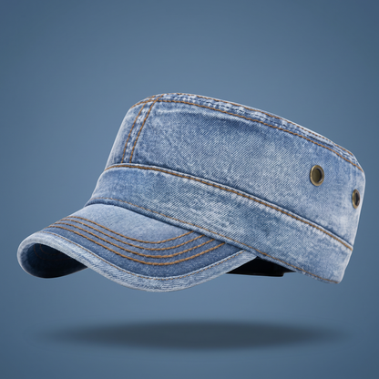 Unisex Denim Pet – Model met Geborduurde Stiksels