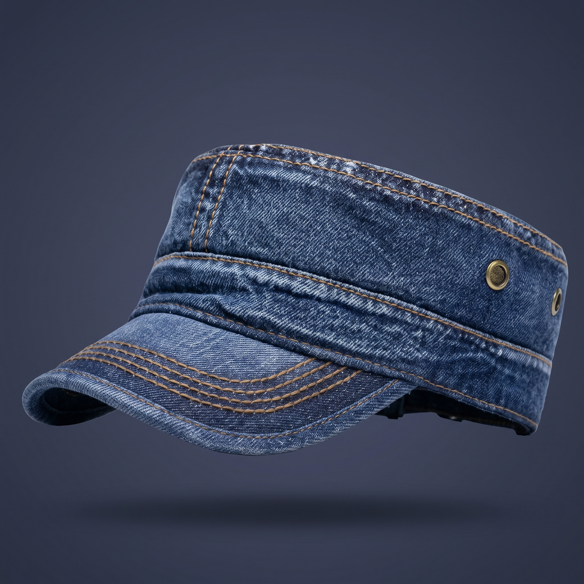 Unisex Denim Pet – Model met Geborduurde Stiksels