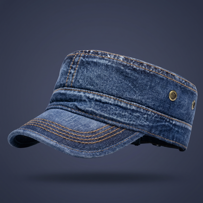 Unisex Denim Pet – Model met Geborduurde Stiksels