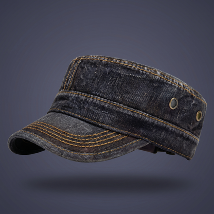 Unisex Denim Pet – Model met Geborduurde Stiksels