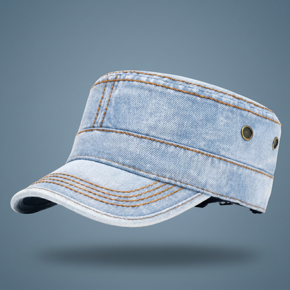 Unisex Denim Pet – Model met Geborduurde Stiksels