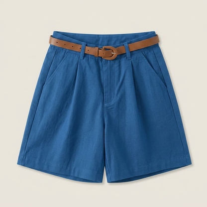 Dames Linnen Short met Hoge Taille en Riem