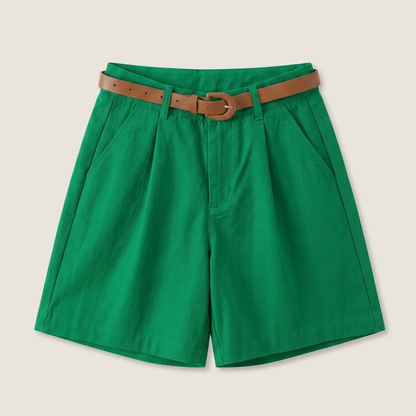 Dames Linnen Short met Hoge Taille en Riem
