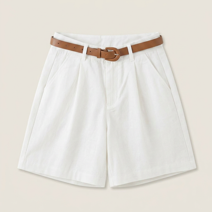 Dames Linnen Short met Hoge Taille en Riem