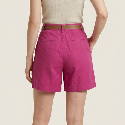 Dames Linnen Short met Hoge Taille en Riem