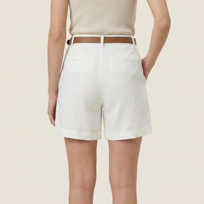 Dames Linnen Short met Hoge Taille en Riem
