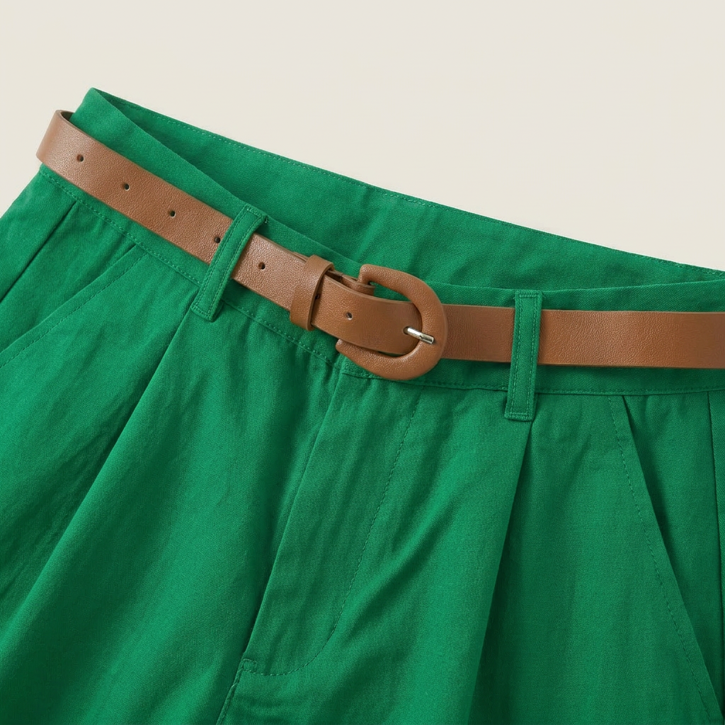 Dames Linnen Short met Hoge Taille en Riem