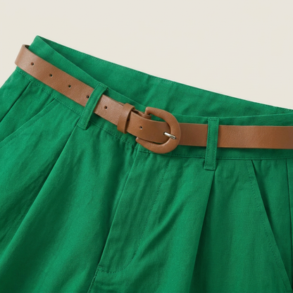 Dames Linnen Short met Hoge Taille en Riem