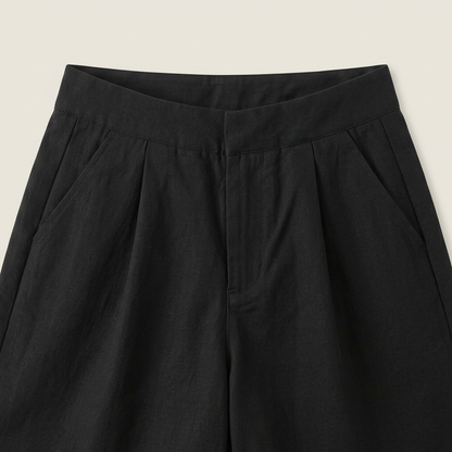 Dames Linnen Short met Hoge Taille en Riem