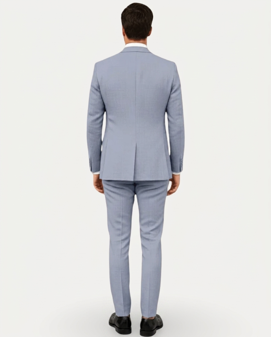 Heren Pak Slim Fit Linnen Colbert met Broek – Enkelrij Twee Knopen