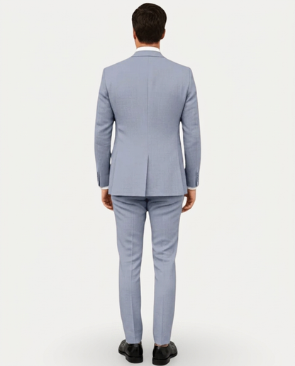 Heren Pak Slim Fit Linnen Colbert met Broek – Enkelrij Twee Knopen