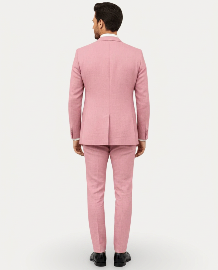 Heren Pak Slim Fit Linnen Colbert met Broek – Enkelrij Twee Knopen