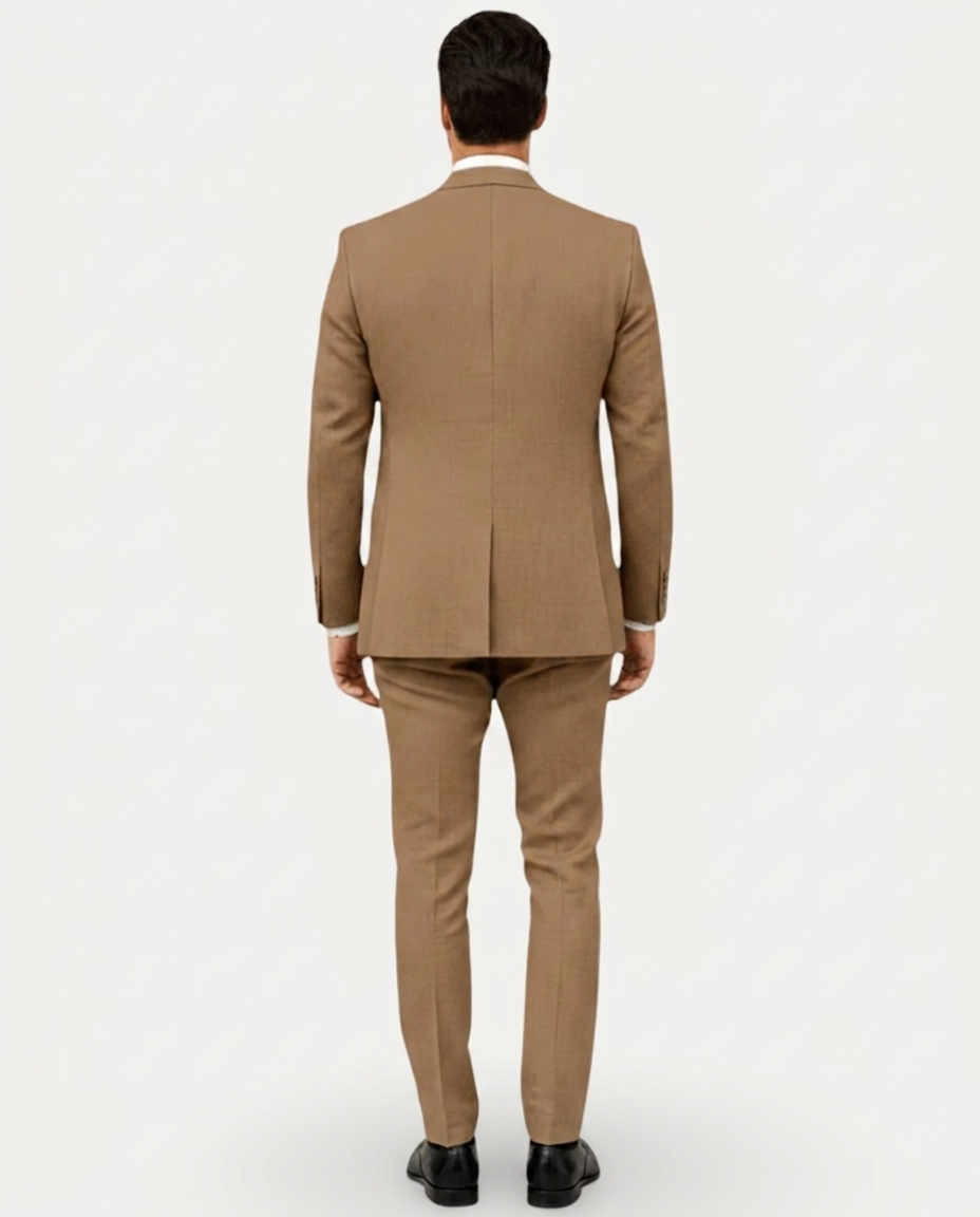 Heren Pak Slim Fit Linnen Colbert met Broek – Enkelrij Twee Knopen