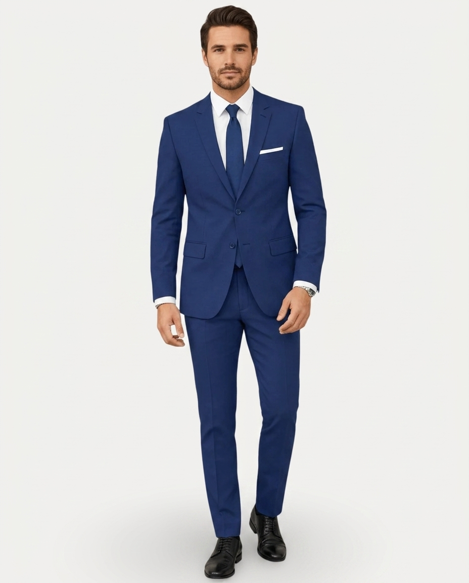 Heren Pak Slim Fit Linnen Colbert met Broek – Enkelrij Twee Knopen