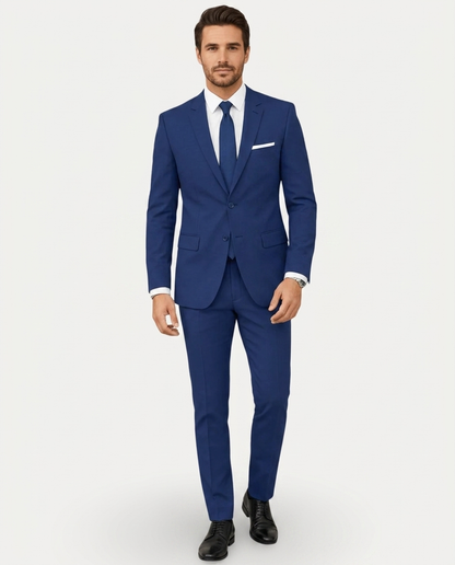 Heren Pak Slim Fit Linnen Colbert met Broek – Enkelrij Twee Knopen