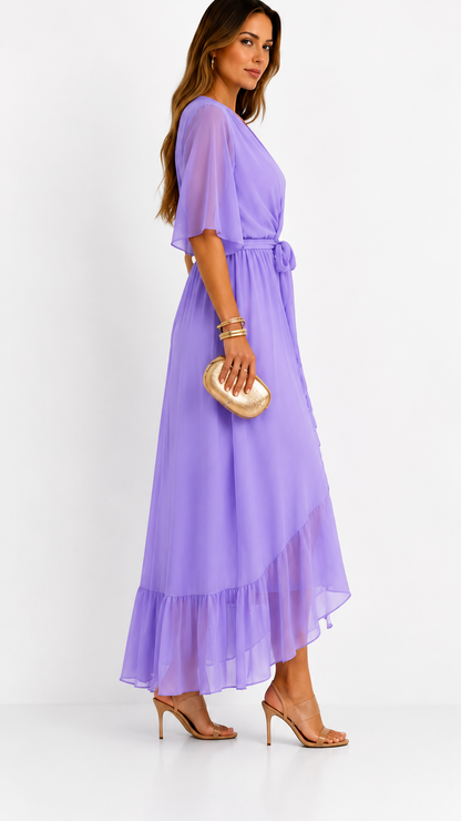 Dames Galajurk Chiffon met Portefeuille-Silhouet