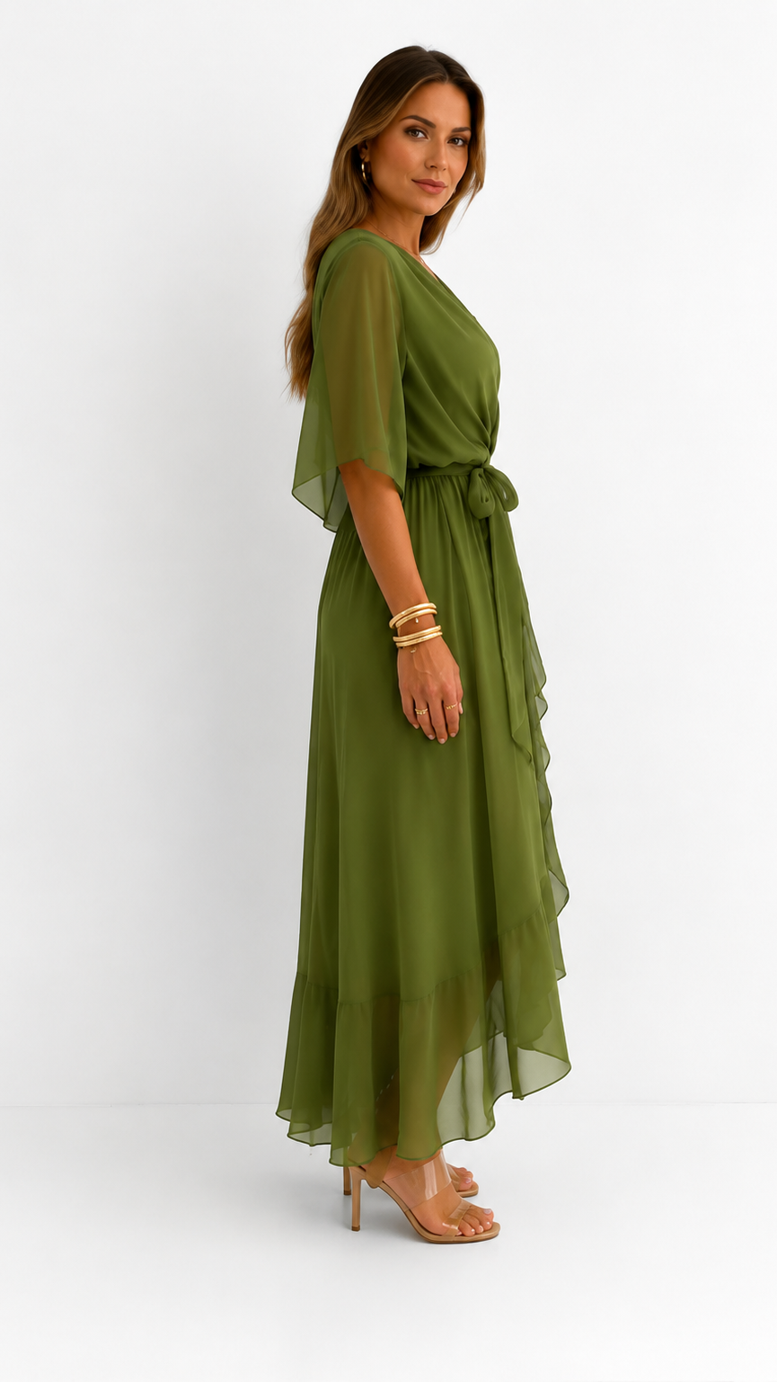 Dames Galajurk Chiffon met Portefeuille-Silhouet